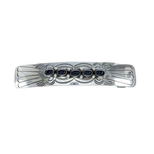 Navajo Sterling Silver Onyx Hair Barrette NN20398